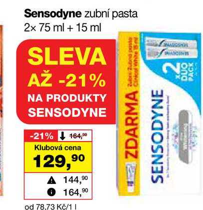 Sensodyne zubní pasta 2x 75 ml Barvy a laky drogerie 