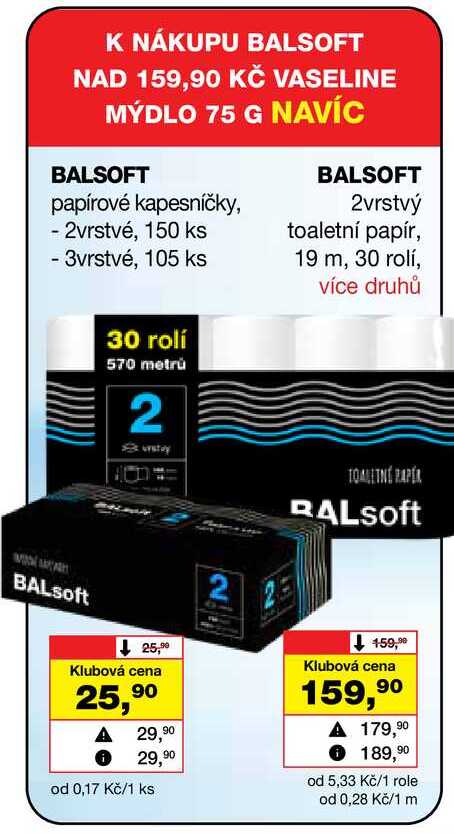 BALSOFT 2vrstvý toaletní papír, 19 m, 30 rolí Barvy a laky drogerie 