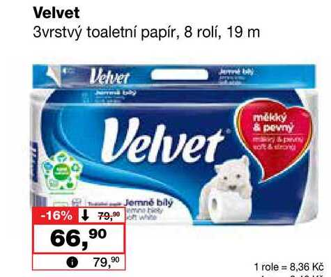 Velvet 3vrstvý toaletní papír, 8 rolí Barvy a laky drogerie 