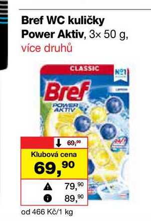 Bref WC kuličky Power Aktiv, 3x 50 g Barvy a laky drogerie 