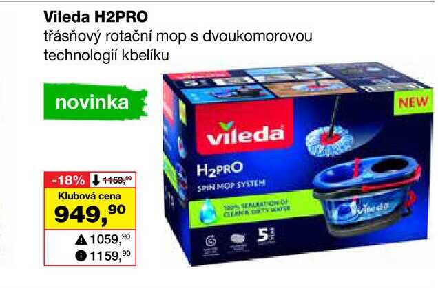 Vileda H2PRO třásňový rotační mop s dvoukomorovou technologií kbelíku Barvy a laky drogerie 