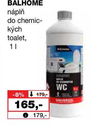 BALHOME náplň do chemic- kých toalet, 1l Barvy a laky drogerie 