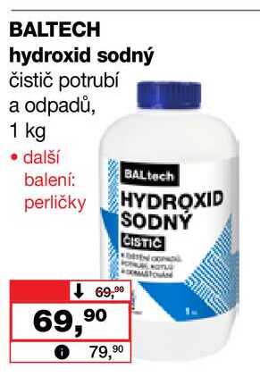 BALTECH hydroxid sodný čistič potrubí a odpadů, 1 kg Barvy a laky drogerie 