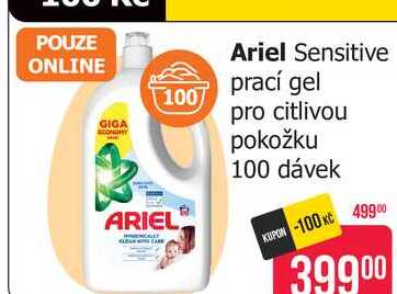 Ariel Sensitive prací gel pro citlivou pokožku 100 dávek Teta drogerie