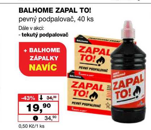BALHOME ZAPAL TO! pevný podpalovač, 40 ks Barvy a laky drogerie 