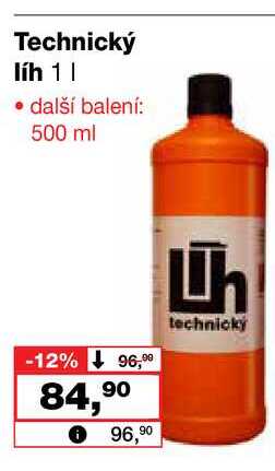 Technický líh 1l Barvy a laky drogerie 