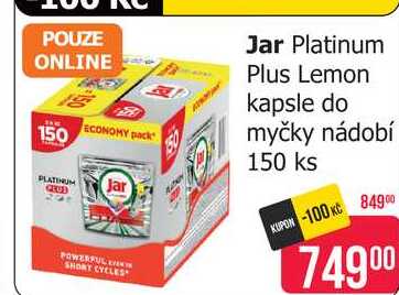 Jar Platinum Plus Lemon kapsle do myčky nádobí 150 ks Teta drogerie