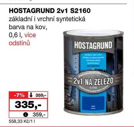 HOSTAGRUND 2v1 S2160 základní i vrchní syntetická barva na kov, 0,6l Barvy a laky drogerie 