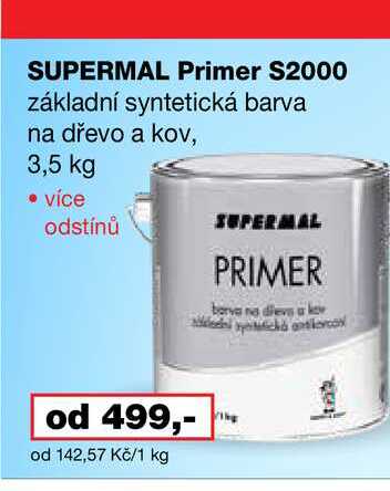 SUPERMAL Primer S2000 základní syntetická barva na dřevo a kov, 3,5 kg Barvy a laky drogerie 