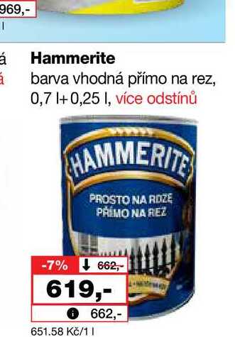 Hammerite barva vhodná přímo na rez, 0,7l Barvy a laky drogerie 