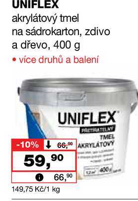UNIFLEX akrylátový tmel na sádrokarton, zdivo a dřevo, 400 g Barvy a laky drogerie 