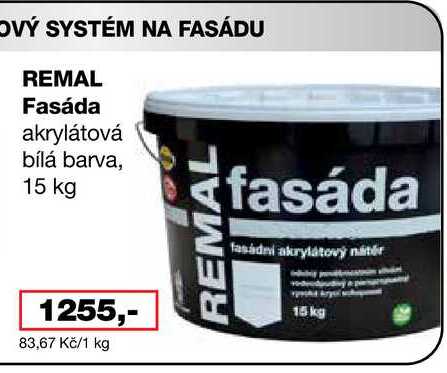 REMAL Fasáda akrylátová bílá barva, 15 kg Barvy a laky drogerie 