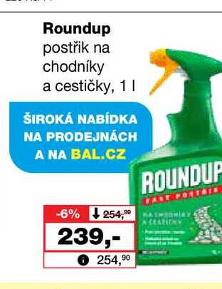 Roundup postřik na chodníky a cestičky, 1l Barvy a laky drogerie 