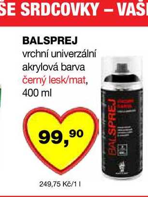 BALSPREJ vrchní univerzální akrylová barva černý lesk/mat, 400 ml Barvy a laky drogerie 