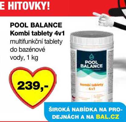 POOL BALANCE Kombi tablety 4v1 multifunkční tablety do bazénové vody, 1 kg Barvy a laky drogerie 