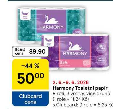Harmony Toaletní papír, 8 rolí, 3 vrstvy, více druhů