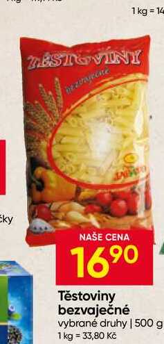 Těstoviny bezvaječné vybrané druhy 500 g 