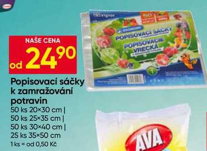 Popisovací sáčky k zamražování potravin 50 ks 20×30 cm Hruška
