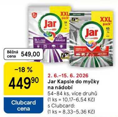 Jar Kapsle do myčky na nádobí, 54-84 ks, vice druhů