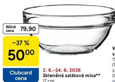 Skleněná salátová mísa, 17 cm
