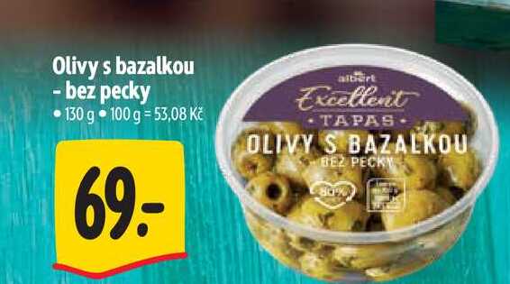 Olivy s bazalkou - bez pecky 130 g  