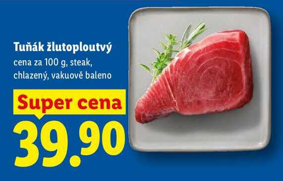 Tuňák žlutoploutvý, cena za 100 g 