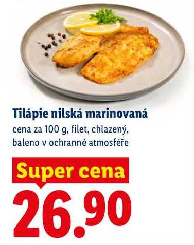Tilápie nilská marinovaná, cena za 100 g 