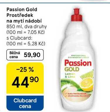 Passion Gold Prostředek na mytí nádobí, 850 ml, dva druhy Tesco