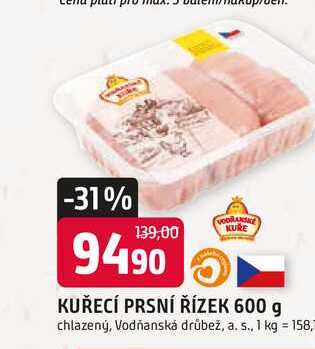 KUŘECÍ PRSNÍ ŘÍZEK 600 g chlazený