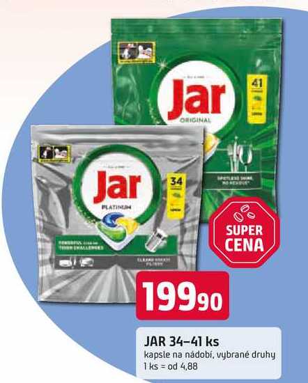 JAR 34-41 ks kapsle na nádobí, vybrané druhy