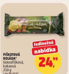 PIŠKOTOVÁ ROLÁDA lískooříšková, kakaová, 250 g 