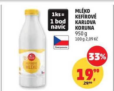 MLÉKO KEFÍROVÉ KARLOVA KORUNA, 950 g