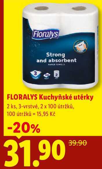 FLORALYS Kuchyňské utěrky, 2 ks, 3-vrstvé