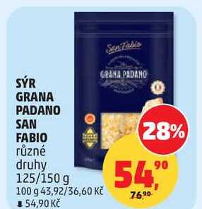 SÝR GRANA PADANO SAN FABIO různé druhy, 125/150  g