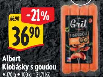 Albert Klobásky s goudou, 170 g
