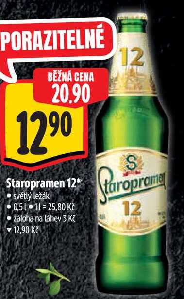 Staropramen 12*, světlý ležák 0,51 