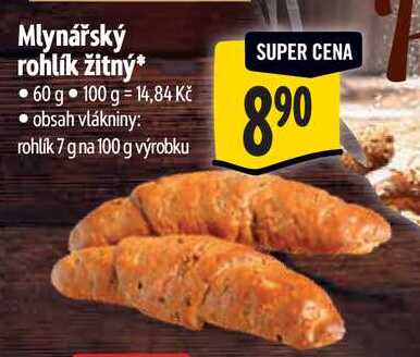 Mlynářský rohlík žitný, 60 g
