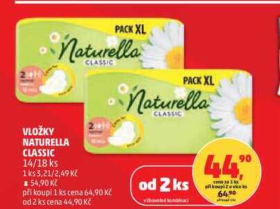 VLOŽKY NATURELLA CLASSIC, 14/18 ks Penny Market