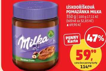 LÍSKOOŘÍŠKOVÁ POMAZÁNKA MILKA, 350 g 