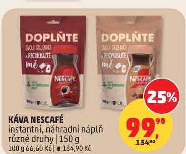 KÁVA NESCAFÉ instantní, náhradní náplň různé druhy, 150 g