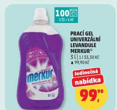 PRACÍ GEL UNIVERZÁLNÍ LEVANDULE MERKUR, 3 l Penny Market