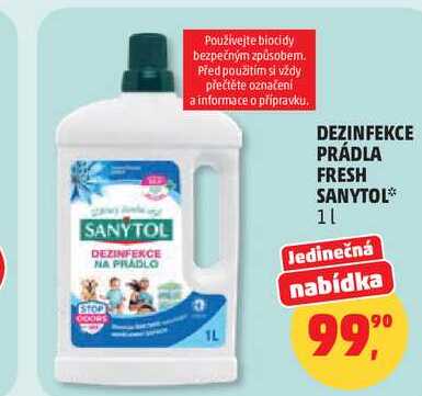 SANYTOL DEZINFEKCE NA PRADLO fresh,1 l Penny Market