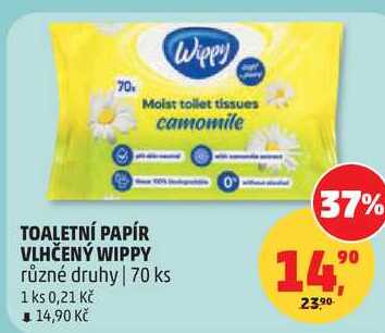 TOALETNÍ PAPÍR VLHČENÝ WIPPY různé druhy, 70 ks Penny Market