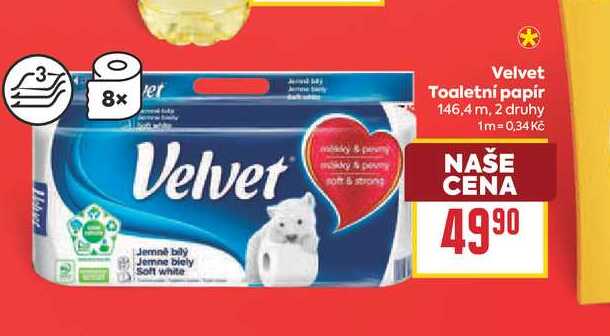 Velvet Toaletní papír 146,4 m BILLA