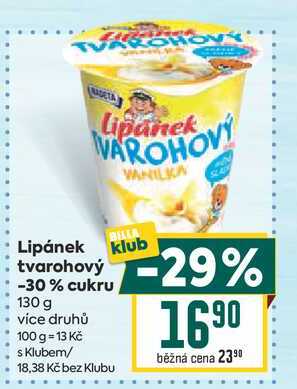 Lipánek tvarohový-29% -30% cukru 130 g  