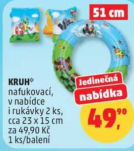 KRUH, nafukovací, v nabídce i rukávky 2 ks, cca 23 x 15 cm za 49,90 Kč, 1 ks/balení Penny Market