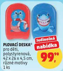 PLOVACÍ DESKA pro děti, polystyrenová, 42 x 26 x 4,5 cm, různé motivy, 1 ks Penny Market