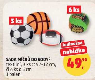 SADA MÍČKŮ DO VODY textilní, 1 balení Penny Market