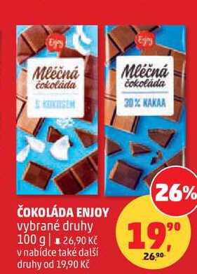 ČOKOLÁDA ENJOY vybrané druhy, 100 g  