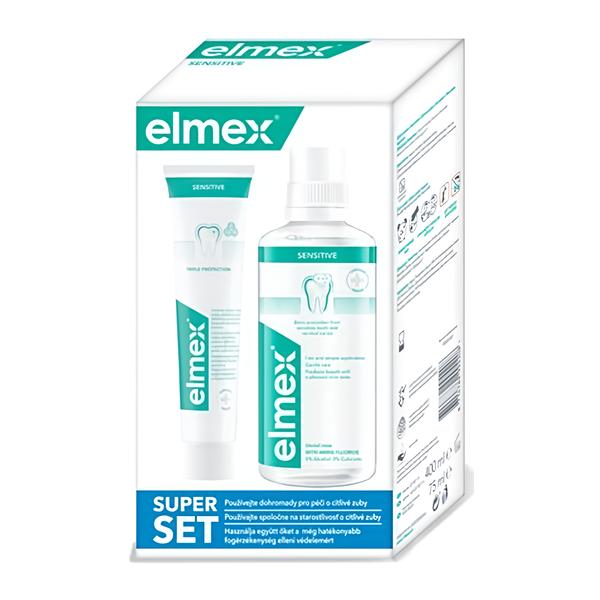 Elmex Ústní voda 400ml + zubní pasta 75ml Super Set Sensitive Košík.cz